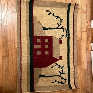 Hand hooked primitive rug.  Never used.  Boyd’s Bear Collection